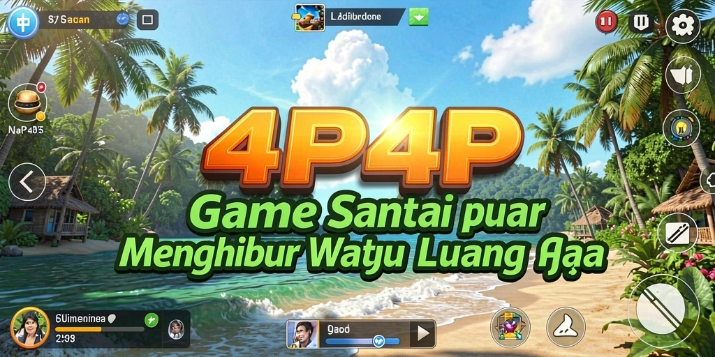 Tampilan gameplay menarik dari 4P4P dengan grafis cerah dan karakter lucu.