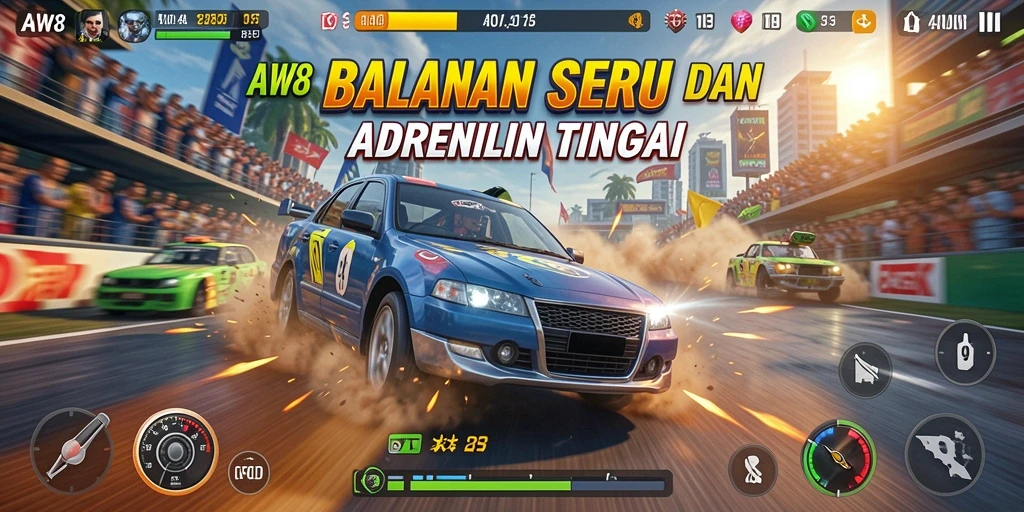 Gameplay balapan cepat dan intens AW8 dengan grafis menawan.