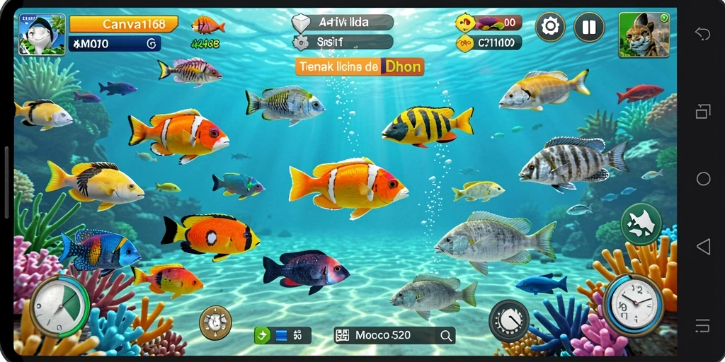 Screenshot gameplay CANVA168 dengan aksi tembak ikan seru.