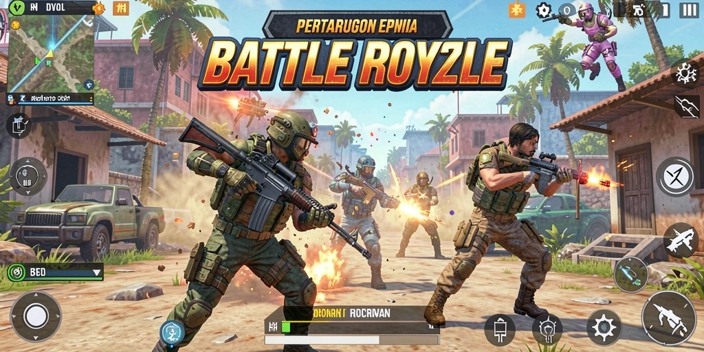 Tampilan seru dari gameplay DY01 dalam pertempuran Battle Royale.