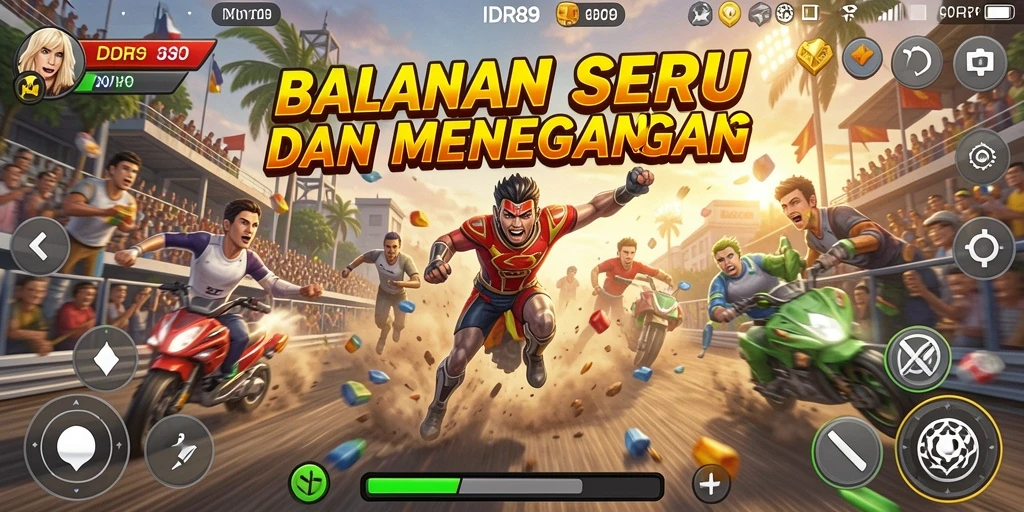 Tampilan gameplay IDR89 yang seru dan mendebarkan saat balapan.