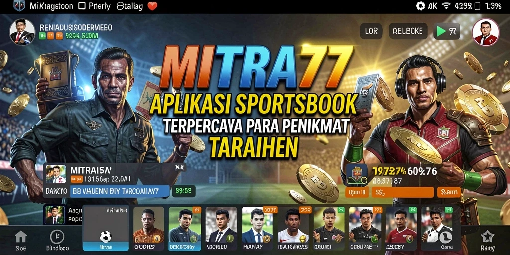 Tampilan interaktif menarik dari aplikasi Sportsbook MITRA77.