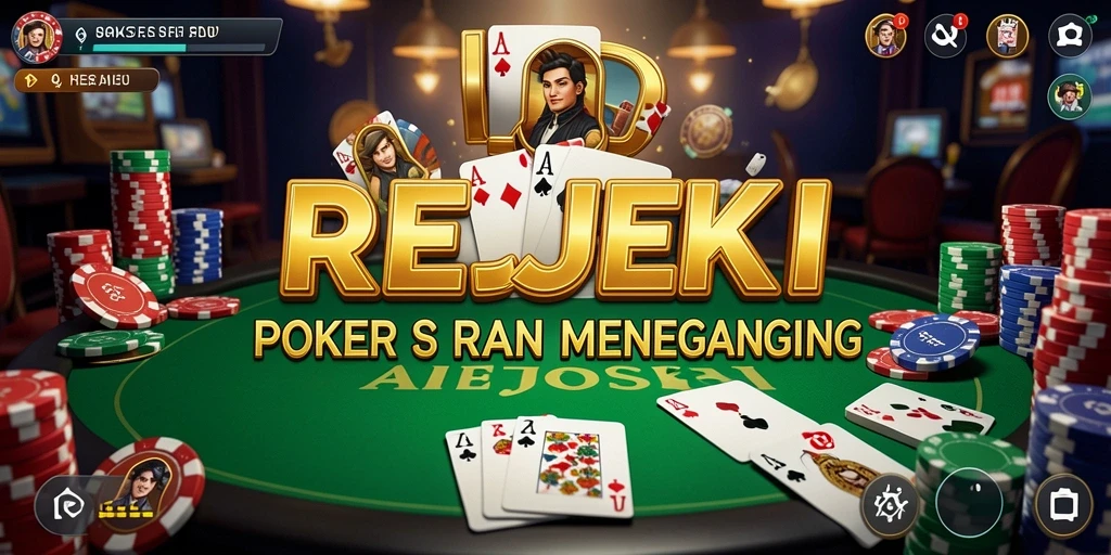 Gameplay seru di <strong>REJEKI</strong> dengan suasana meja Poker yang menegangkan.