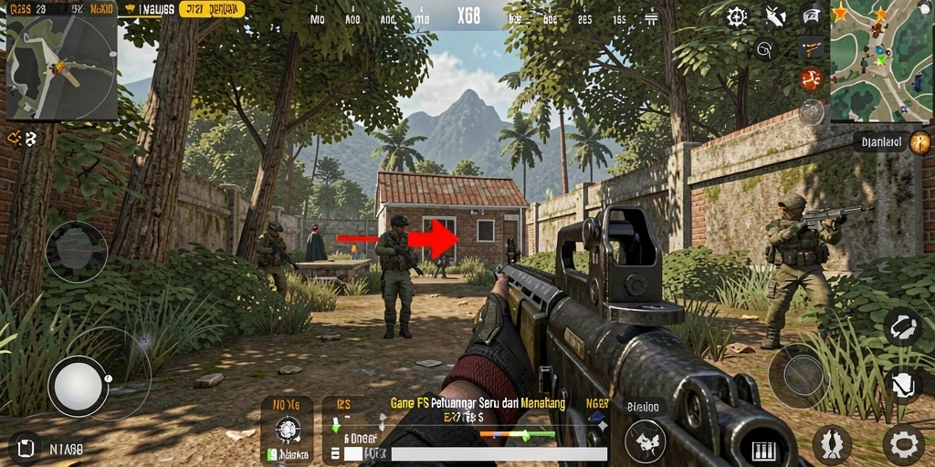 Tangkapan layar X168 menunjukkan aksi gameplay yang mendebarkan di medan perang.